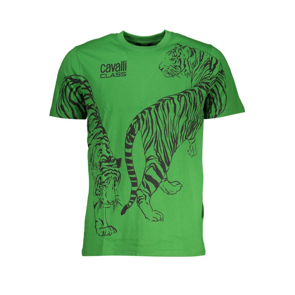 Cavalli Class Verde Cotton Men T-Shirt - Luxe Nova