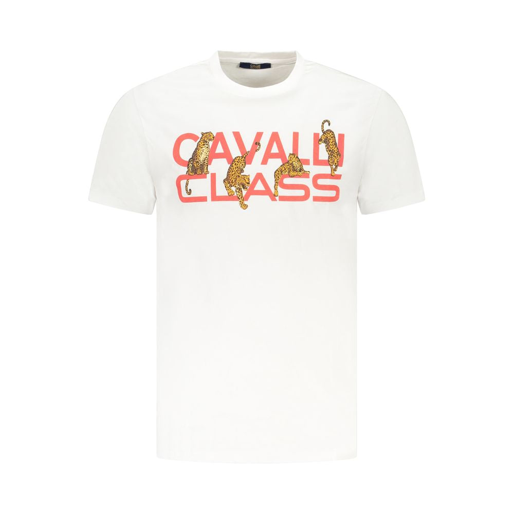 Cavalli Class Bianco Cotton Men T-Shirt - Luxe Nova