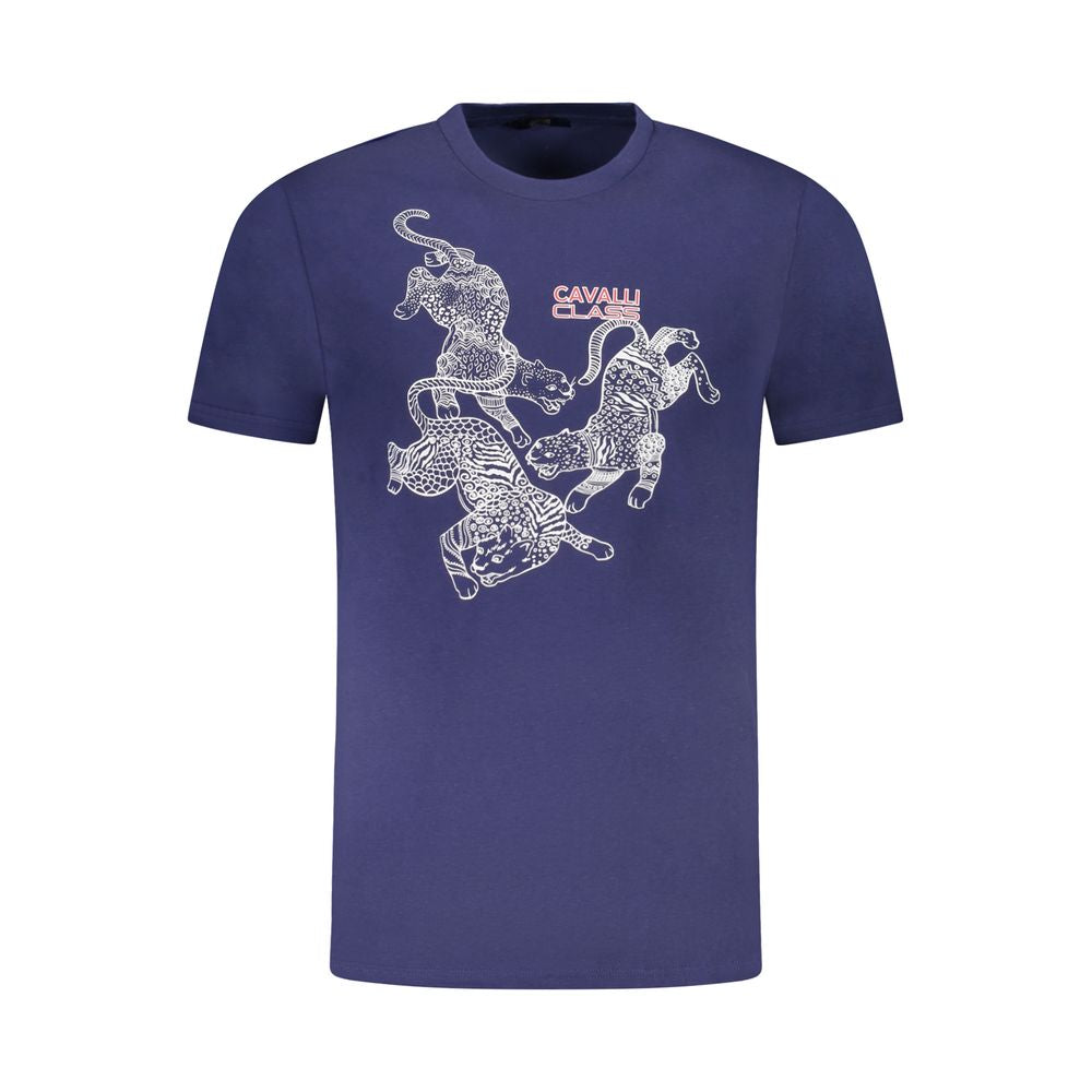Cavalli Class Blu Cotton Men T-Shirt - Luxe Nova