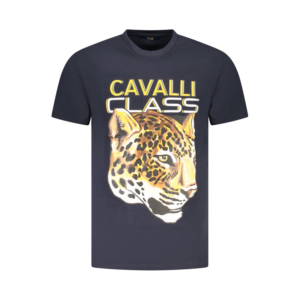 Cavalli Class Blu Cotton Men T-Shirt - Luxe Nova
