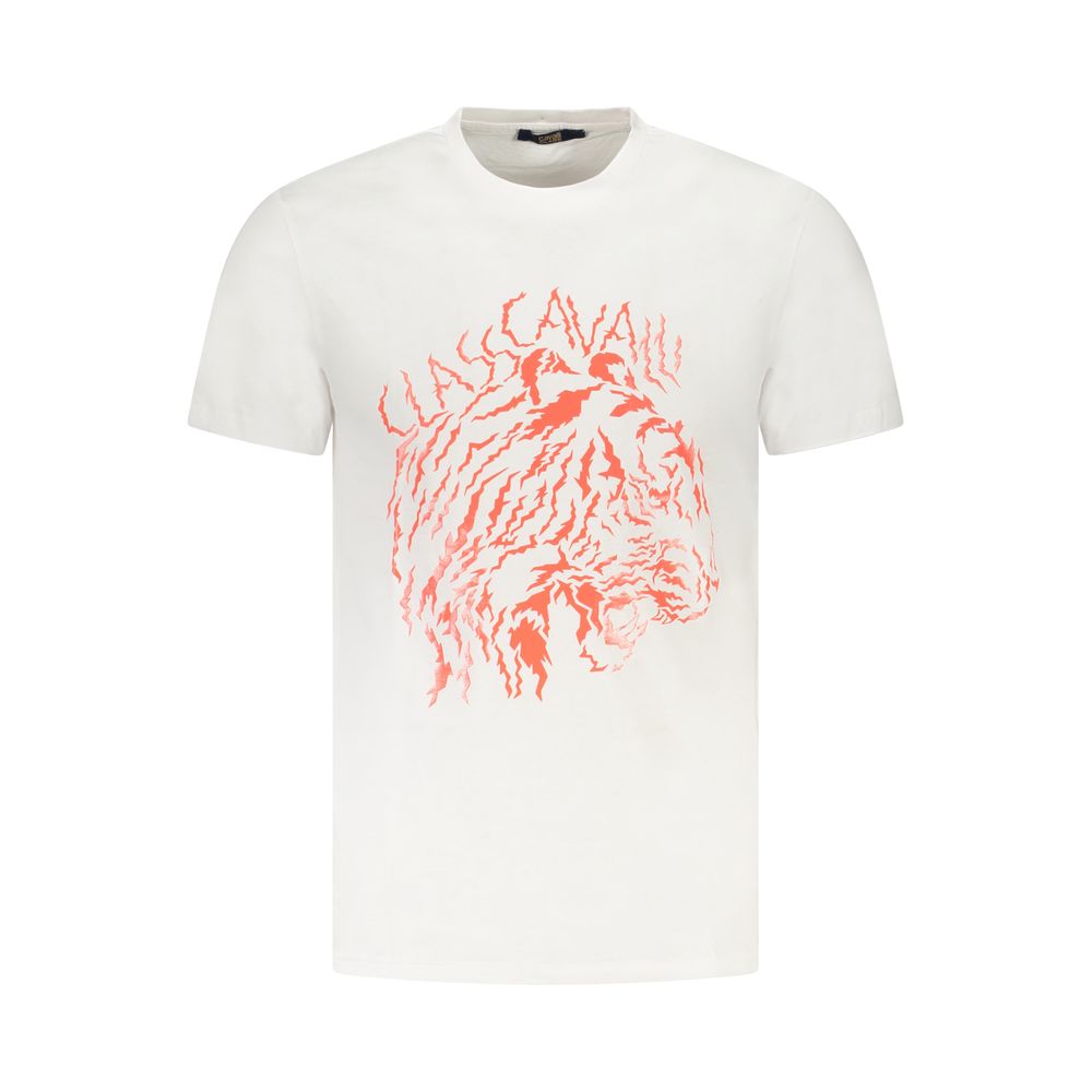 Cavalli Class Bianco Cotton Men T-Shirt - Luxe Nova