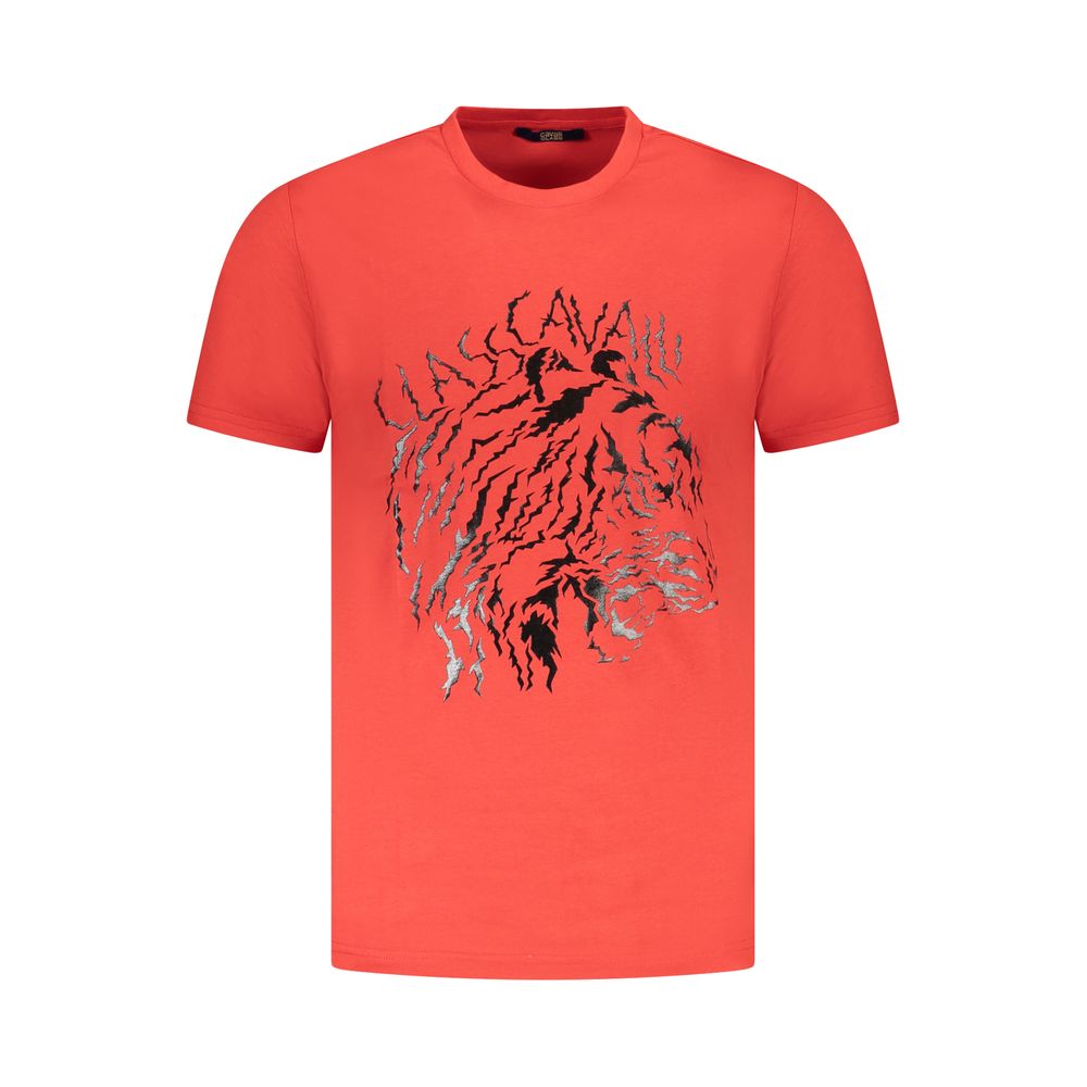 Cavalli Class Red Cotton Men T-Shirt - Luxe Nova