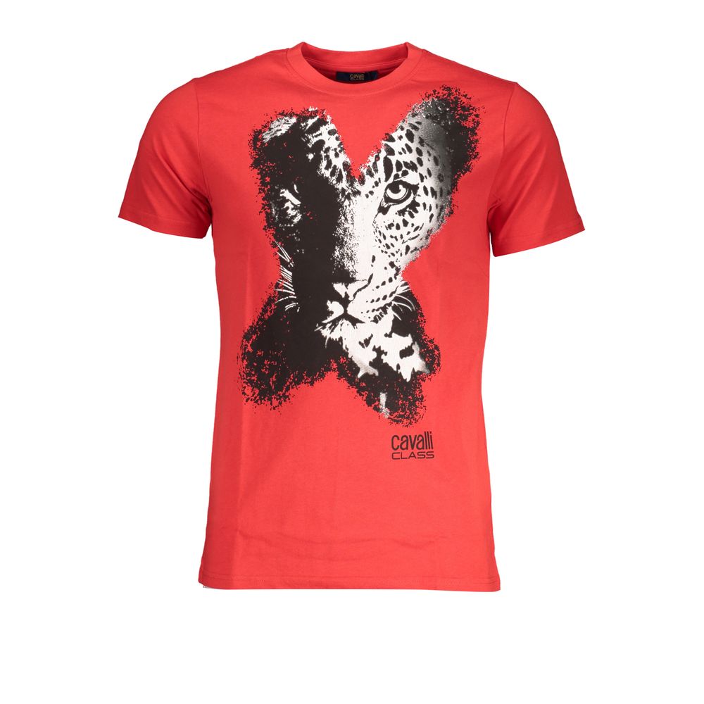 Cavalli Class Rosso Cotton Mens T-Shirt - Luxe Nova