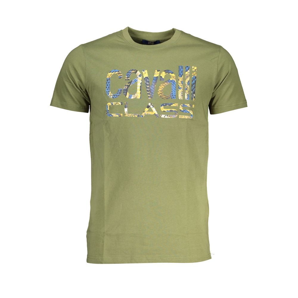 Cavalli Class Verde Cotton Mens T-Shirt - Luxe Nova
