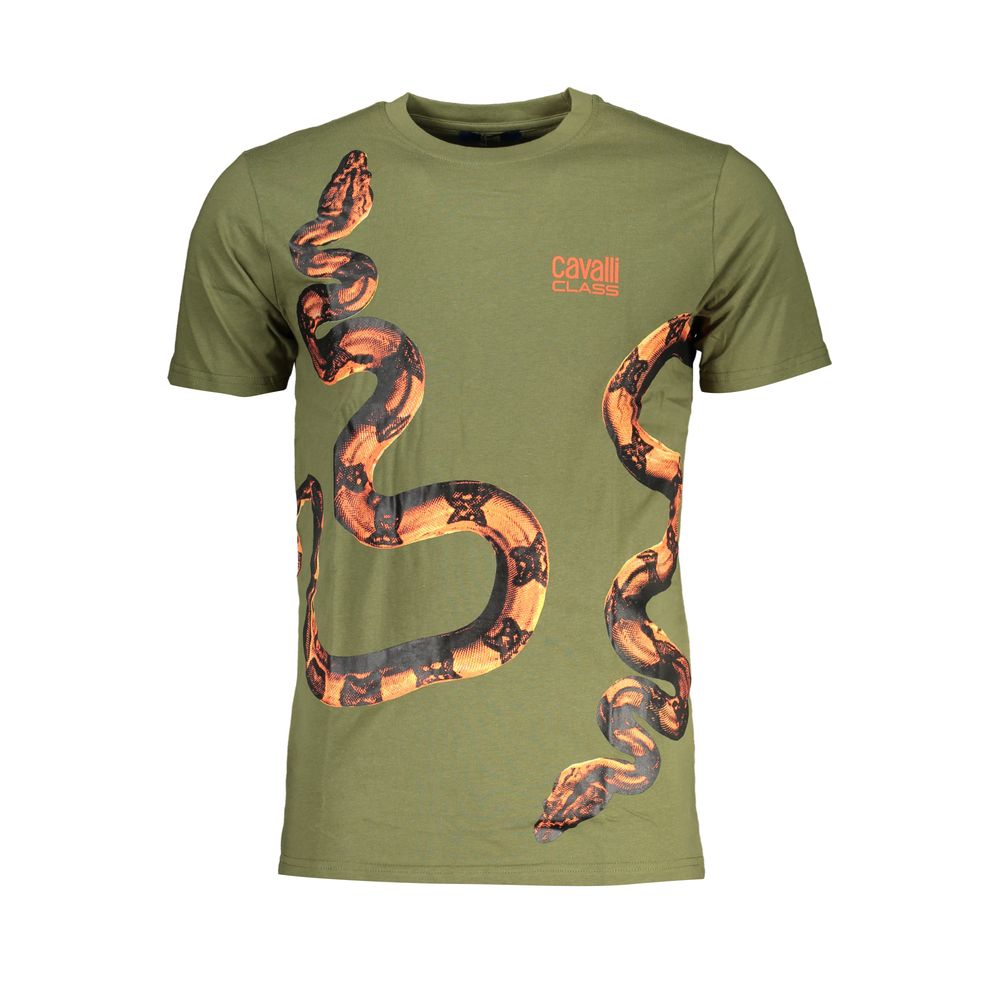 Cavalli Class Verde Cotton Mens T-Shirt - Luxe Nova