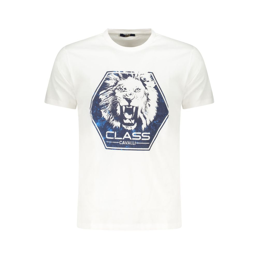 Cavalli Class Bianco Cotton Men T-Shirt - Luxe Nova