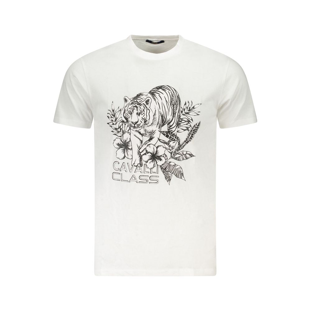 Cavalli Class Bianco Cotton Men T-Shirt - Luxe Nova