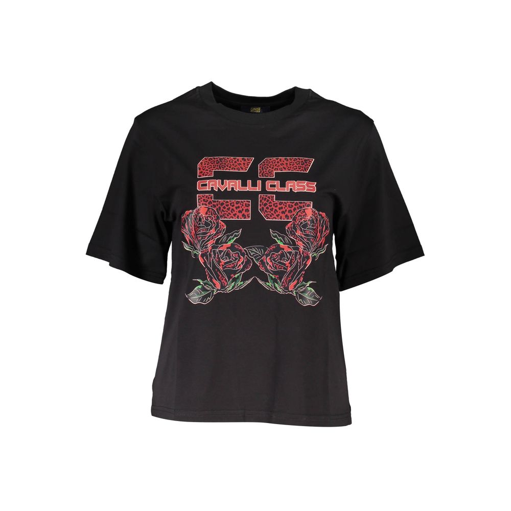 Cavalli Class Black Cotton Women T-Shirt - Luxe Nova