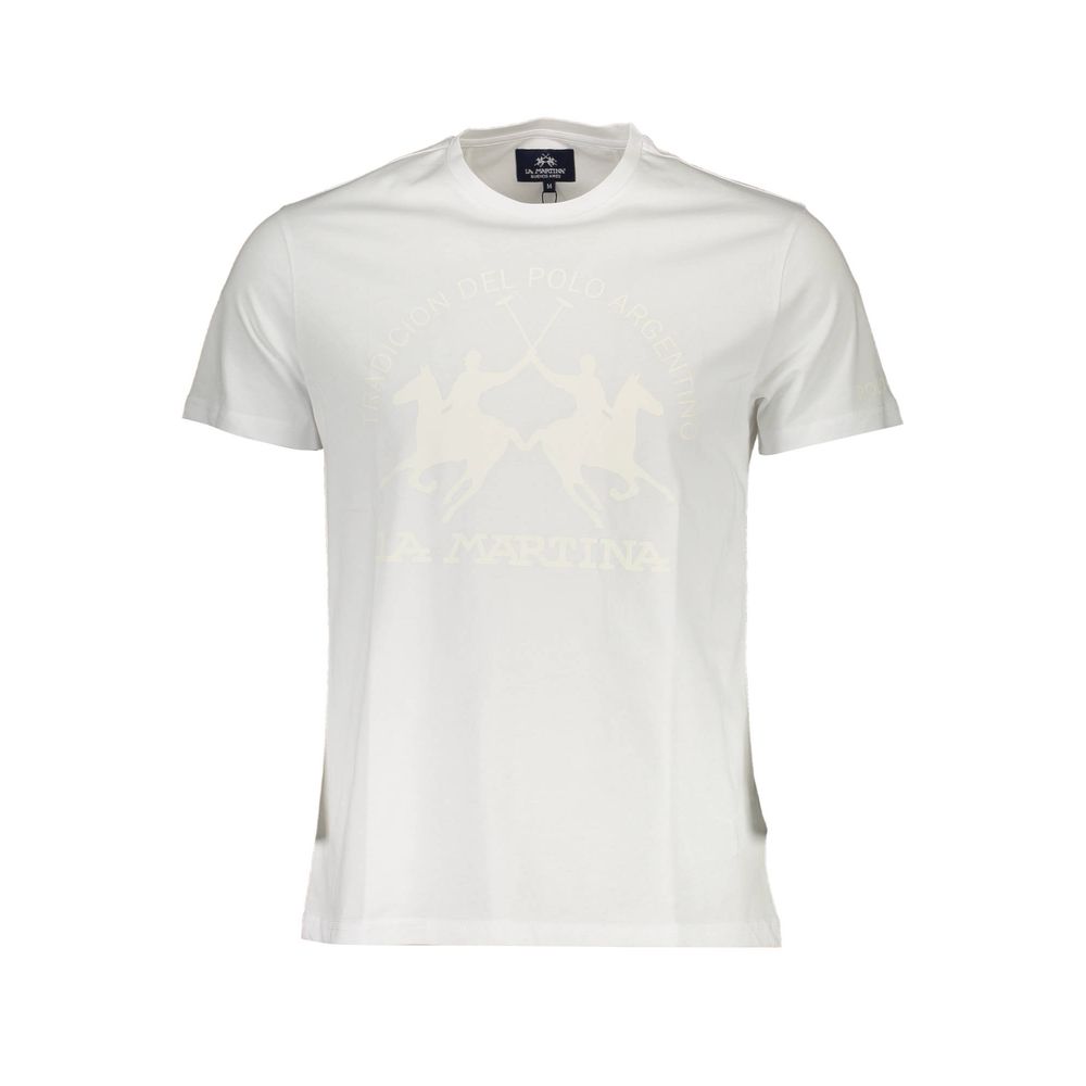 La Martina Bianco Cotton Men T-Shirt - Luxe Nova