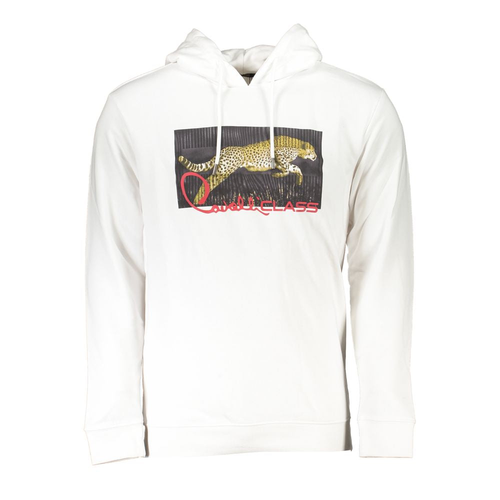 Cavalli Class Bianco Cotton Men Sweatshirt - Luxe Nova