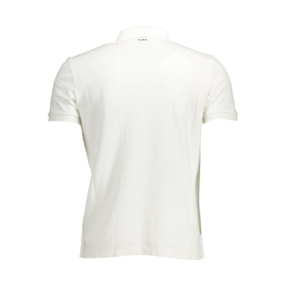 Napapijri White Cotton Men Polo Shirt - Luxe Nova