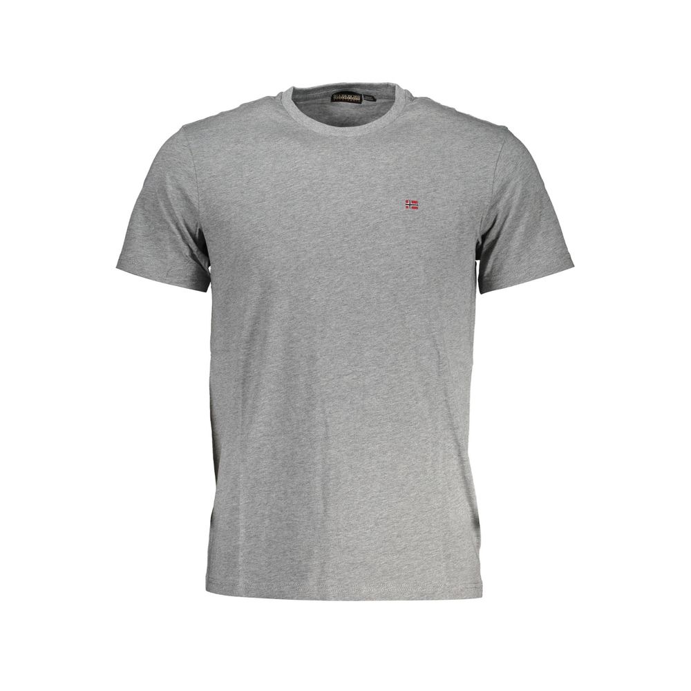 Napapijri Grigio Cotton Men T-Shirt - Luxe Nova