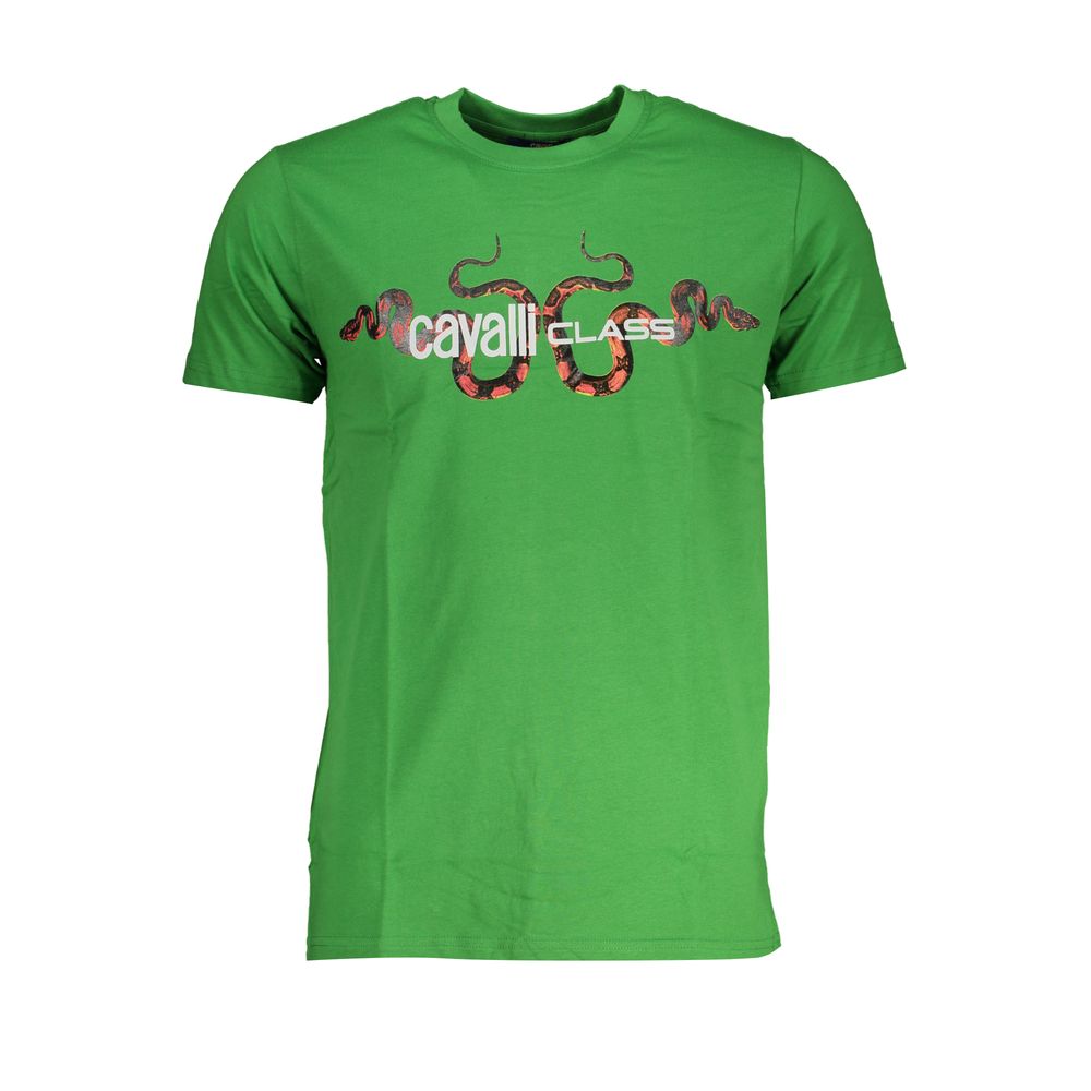 Cavalli Class Verde Cotton Men T-Shirt - Luxe Nova