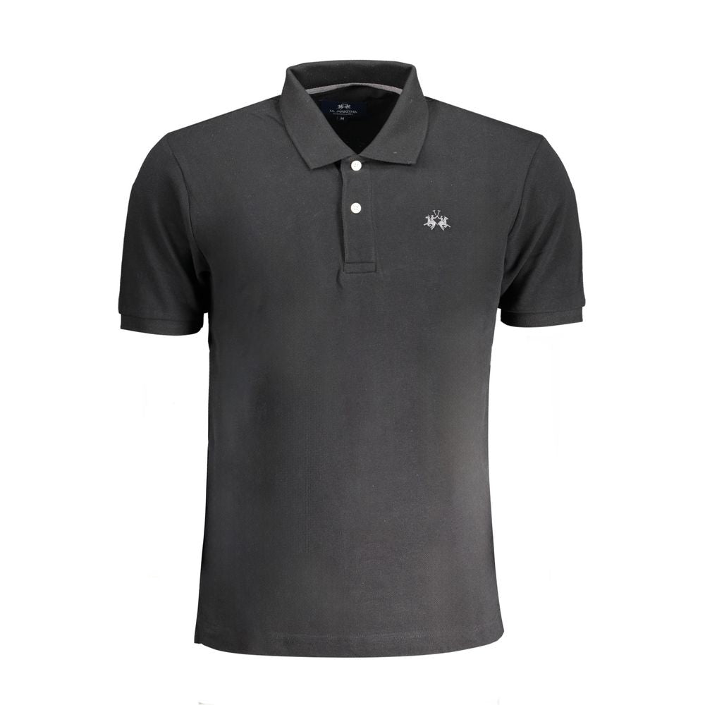 La Martina Black Cotton Men's Polo Shirt - Luxe Nova