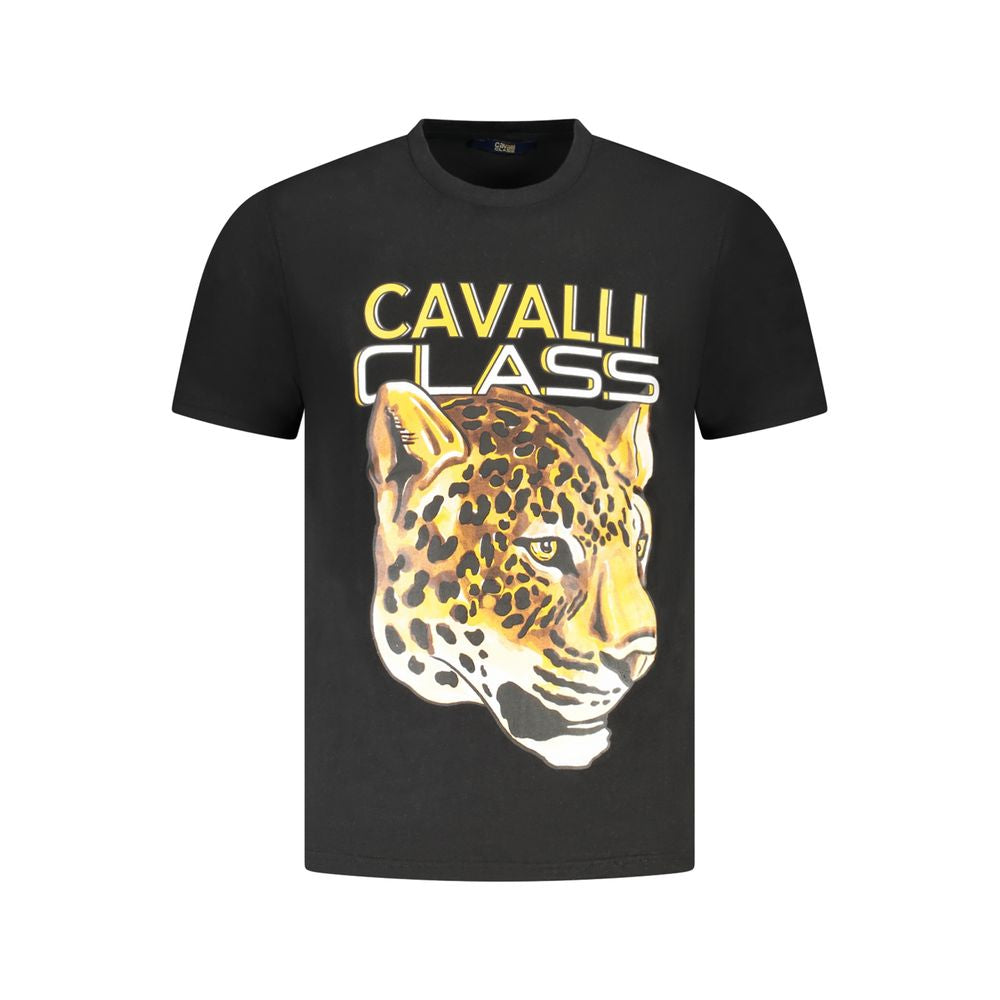 Cavalli Class Black Cotton Men T-Shirt - Luxe Nova
