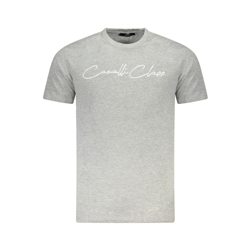 Cavalli Class Grigio Cotton Men T-Shirt - Luxe Nova