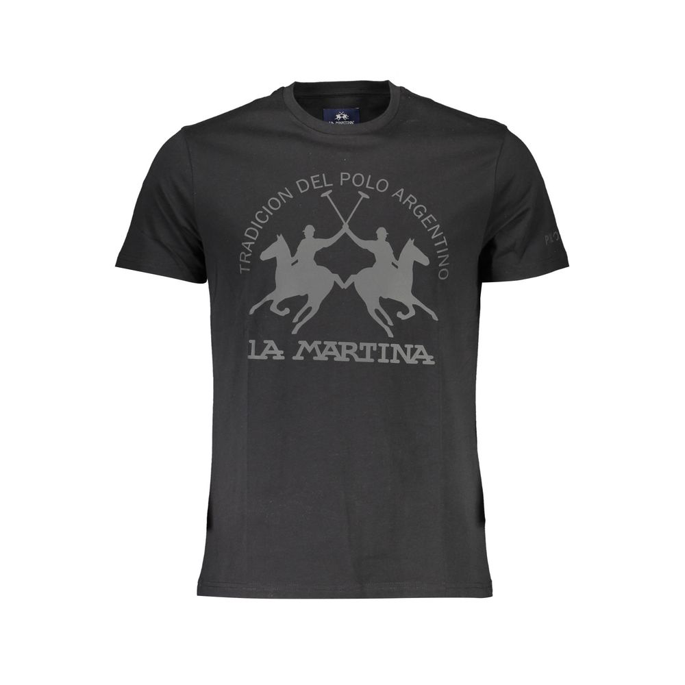 La Martina Black Cotton Men's T-Shirt - Luxe Nova