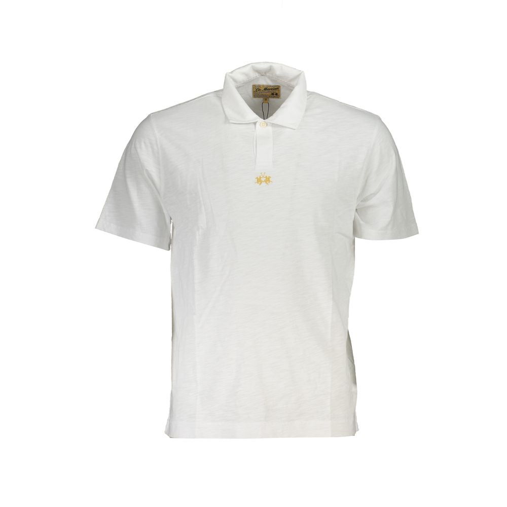 La Martina White Cotton Men's Polo Shirt - Luxe Nova