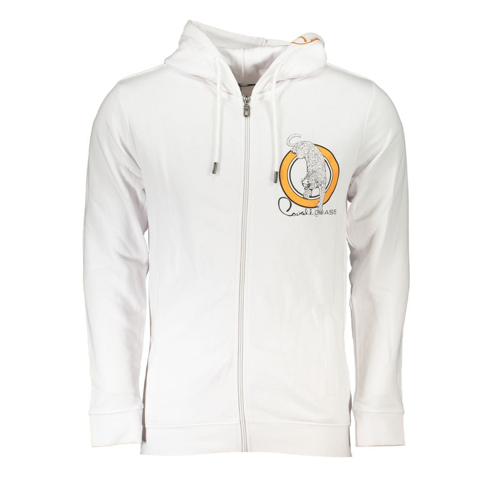 Cavalli Class Bianco Cotton Men Sweatshirt - Luxe Nova