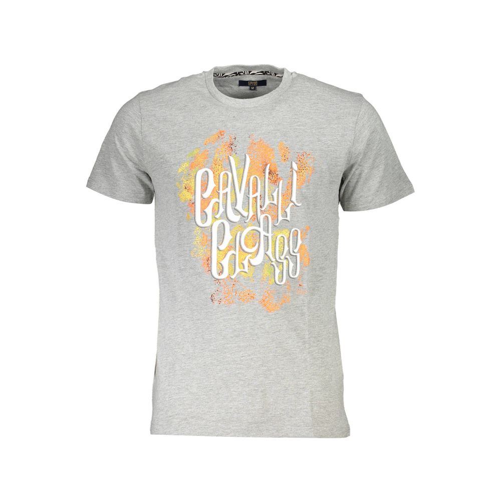 Cavalli Class Grigio Cotton Men T-Shirt - Luxe Nova