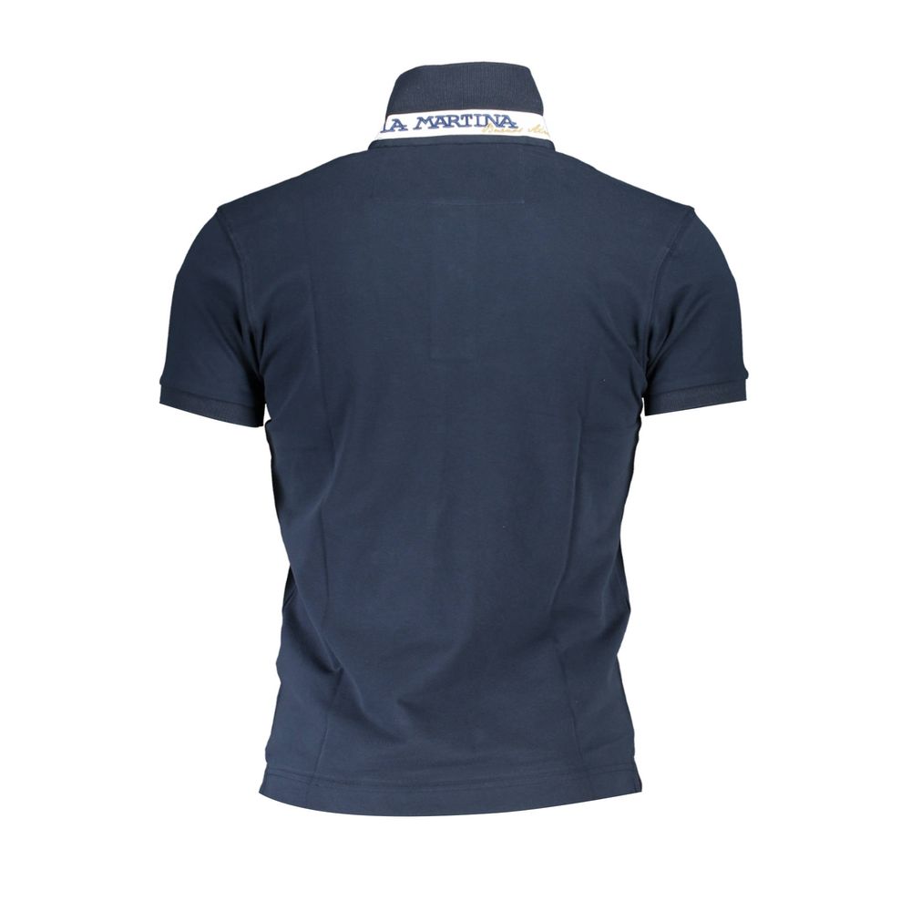 La Martina Blue Cotton Men's Polo Shirt - Luxe Nova