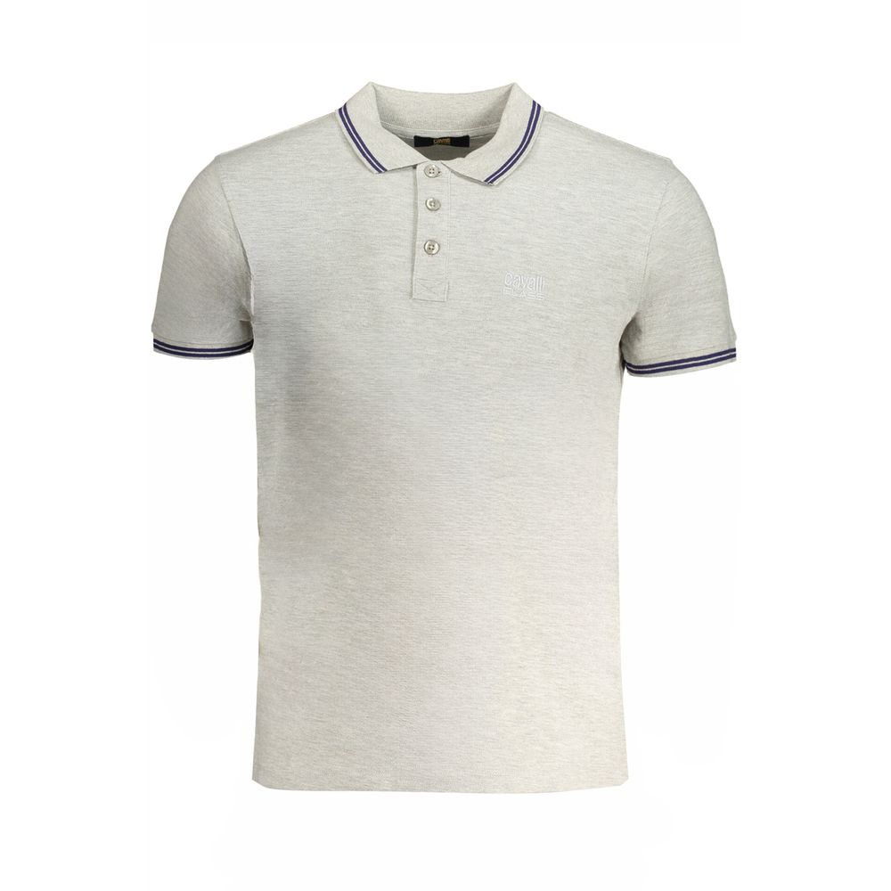 Cavalli Class Grigio Cotton Men Polo Shirt - Luxe Nova
