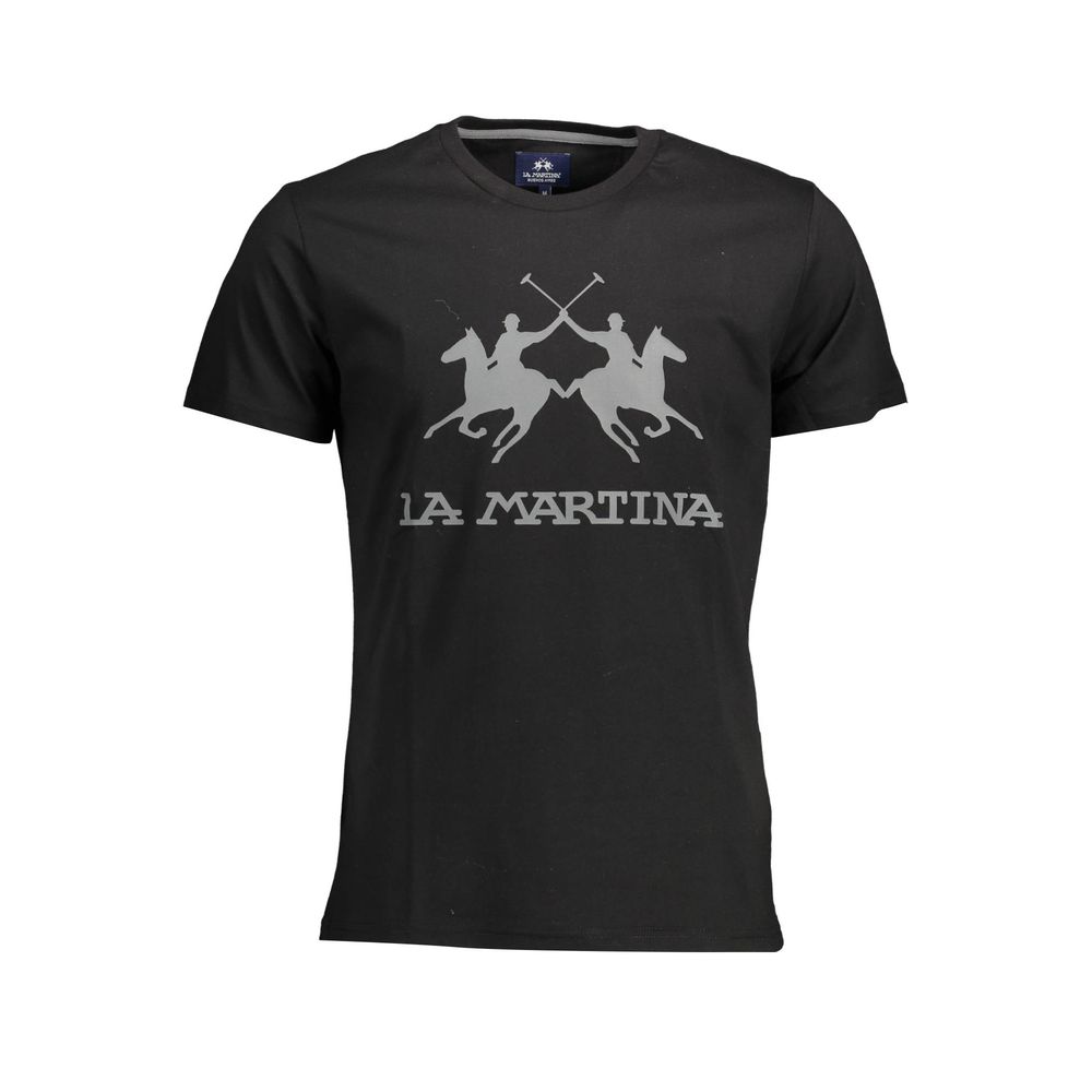 La Martina Black Cotton Men's T-Shirt - Luxe Nova