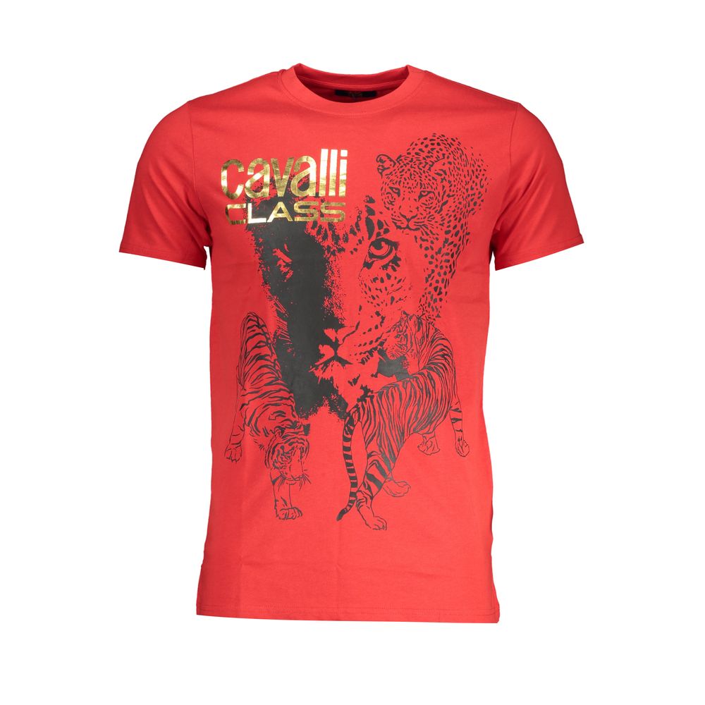 Cavalli Class Red Cotton Men T-Shirt - Luxe Nova