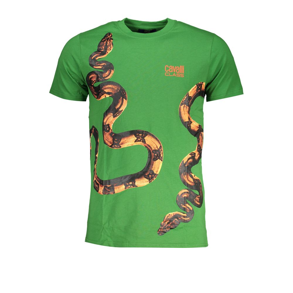 Cavalli Class Verde Cotton Men T-Shirt - Luxe Nova