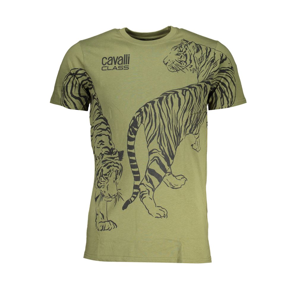 Cavalli Class Verde Cotton Men T-Shirt - Luxe Nova