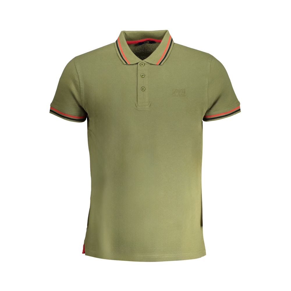 Cavalli Class Verde Cotton Men Polo Shirt - Luxe Nova