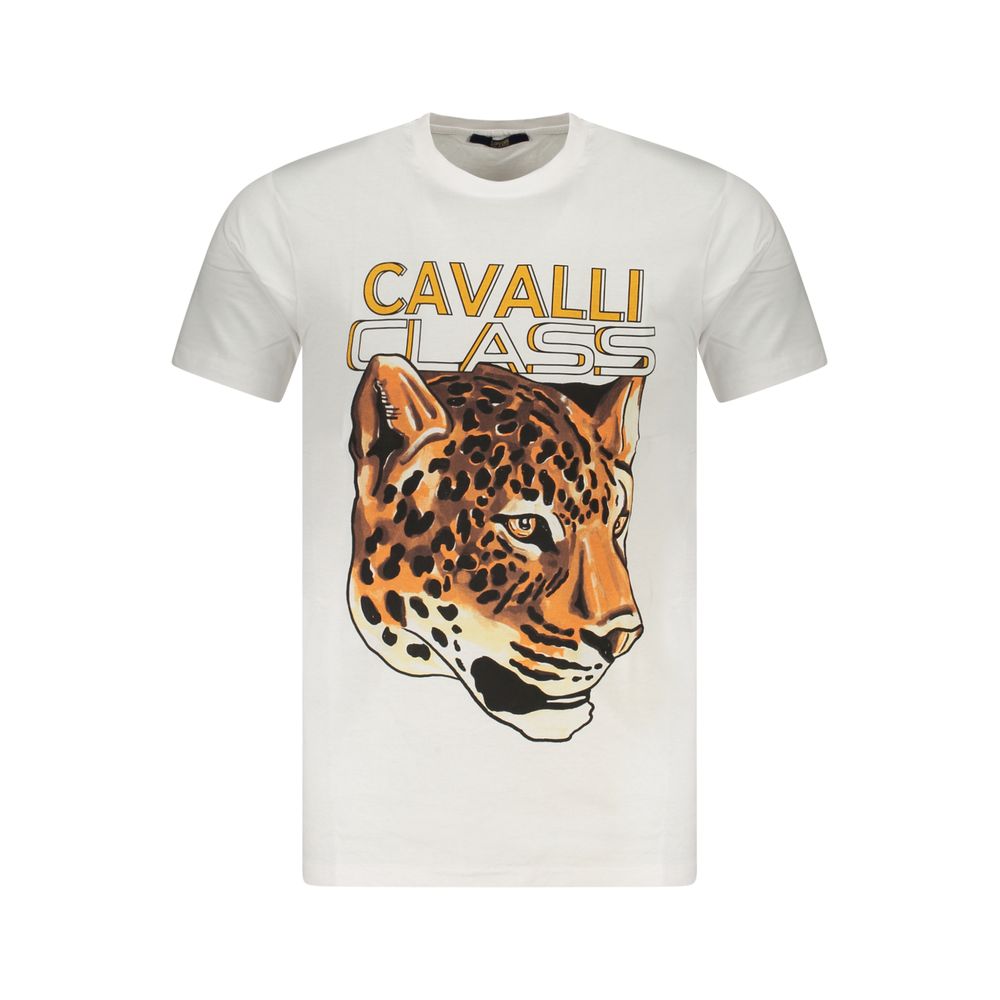 Cavalli Class Bianco Cotton Men T-Shirt - Luxe Nova