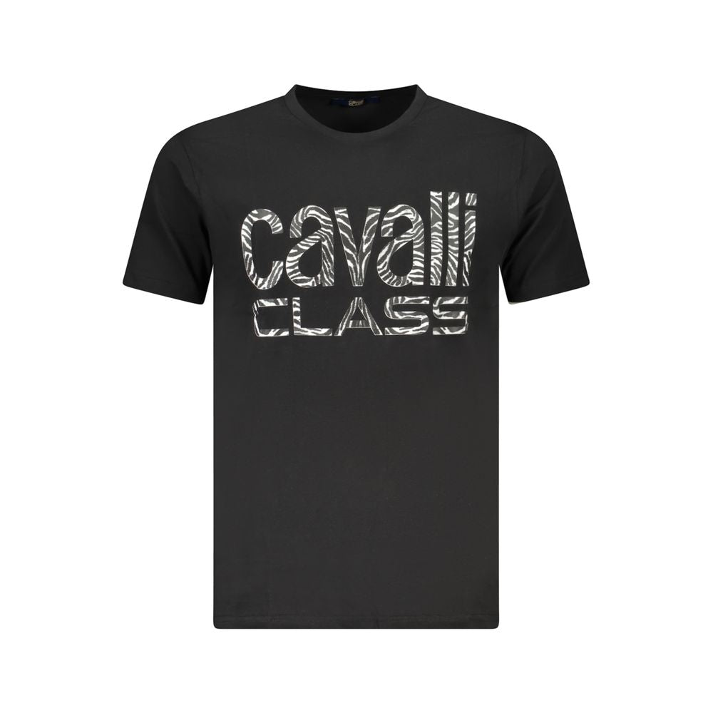 Cavalli Class Black Cotton Men T-Shirt - Luxe Nova