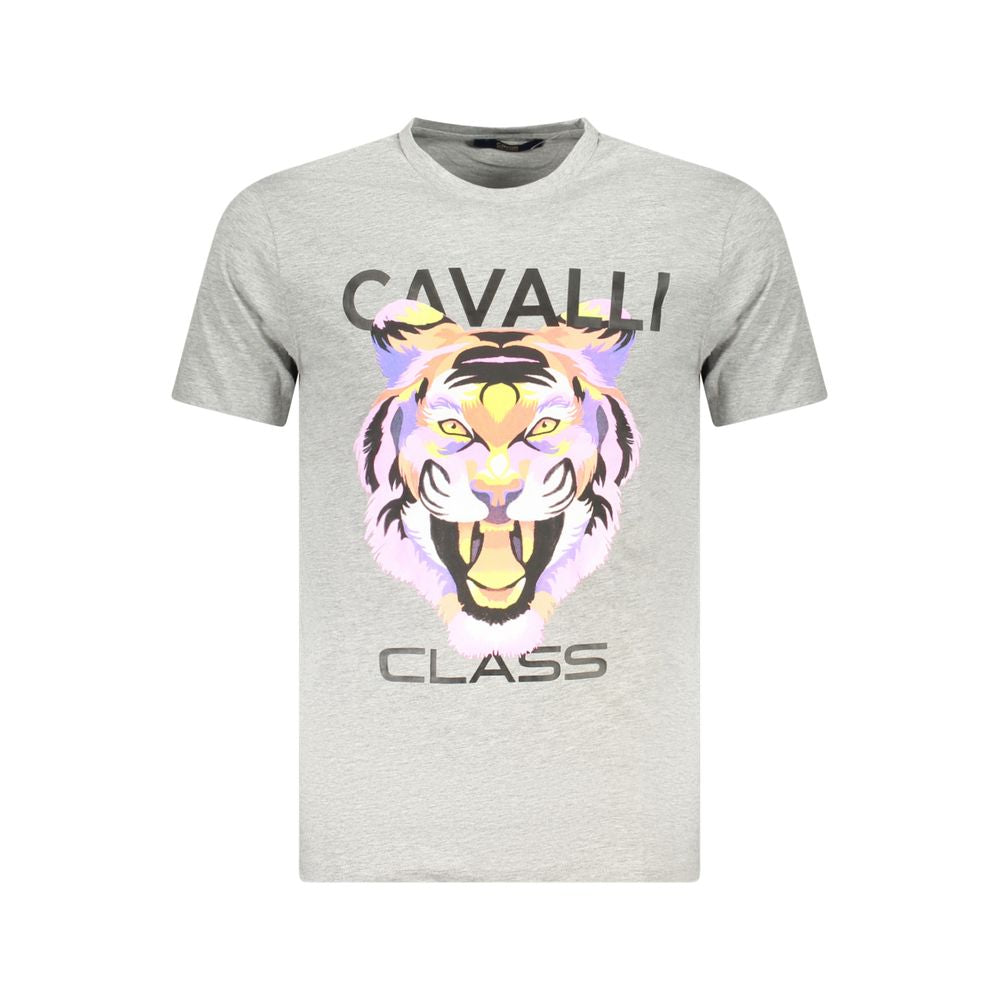 Cavalli Class Grigio Cotton Men T-Shirt - Luxe Nova