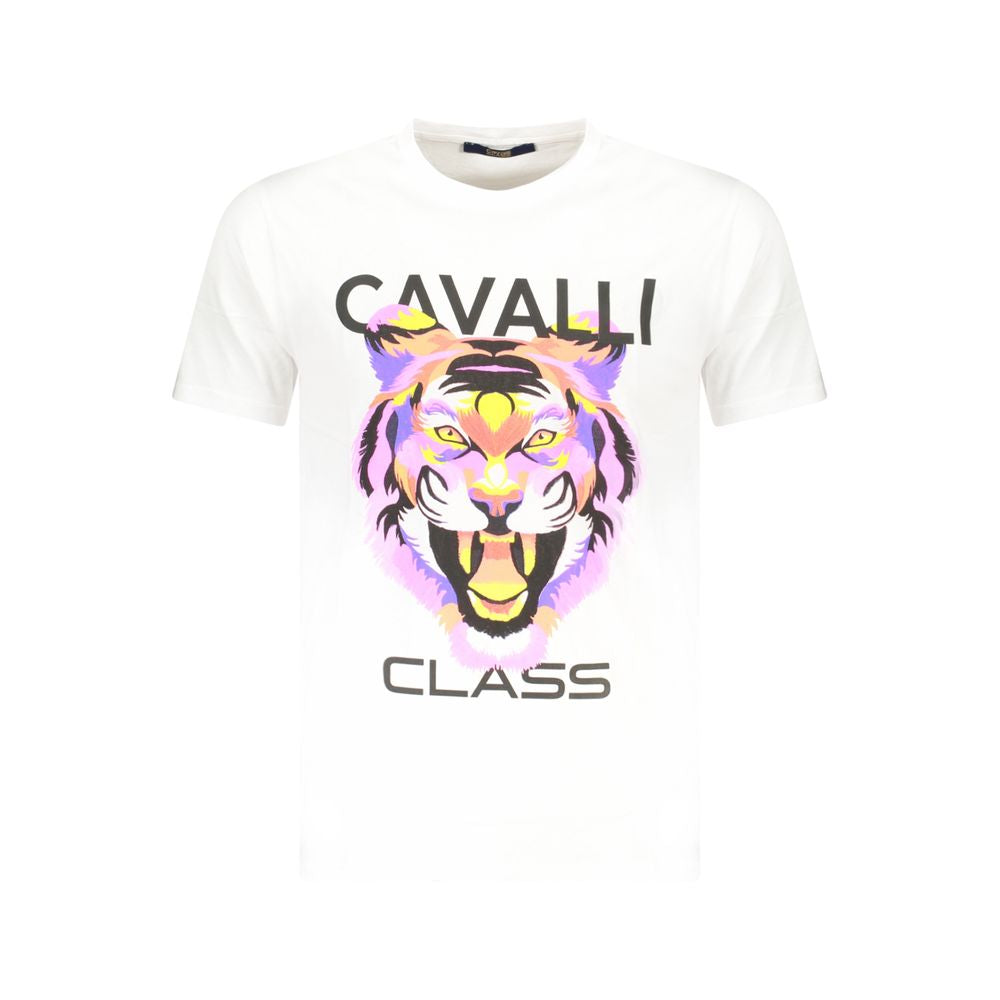 Cavalli Class Bianco Cotton Men T-Shirt - Luxe Nova