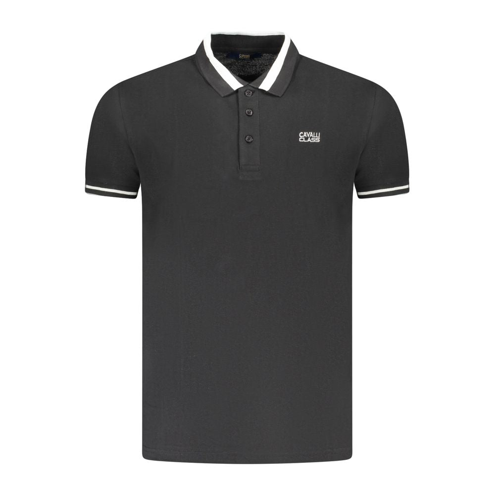 Cavalli Class Black Cotton Men Polo - Luxe Nova