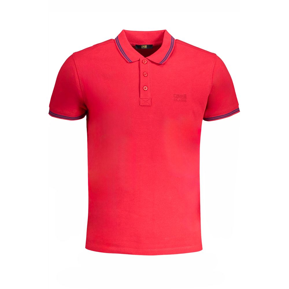 Cavalli Class Red Cotton Men Polo Shirt - Luxe Nova