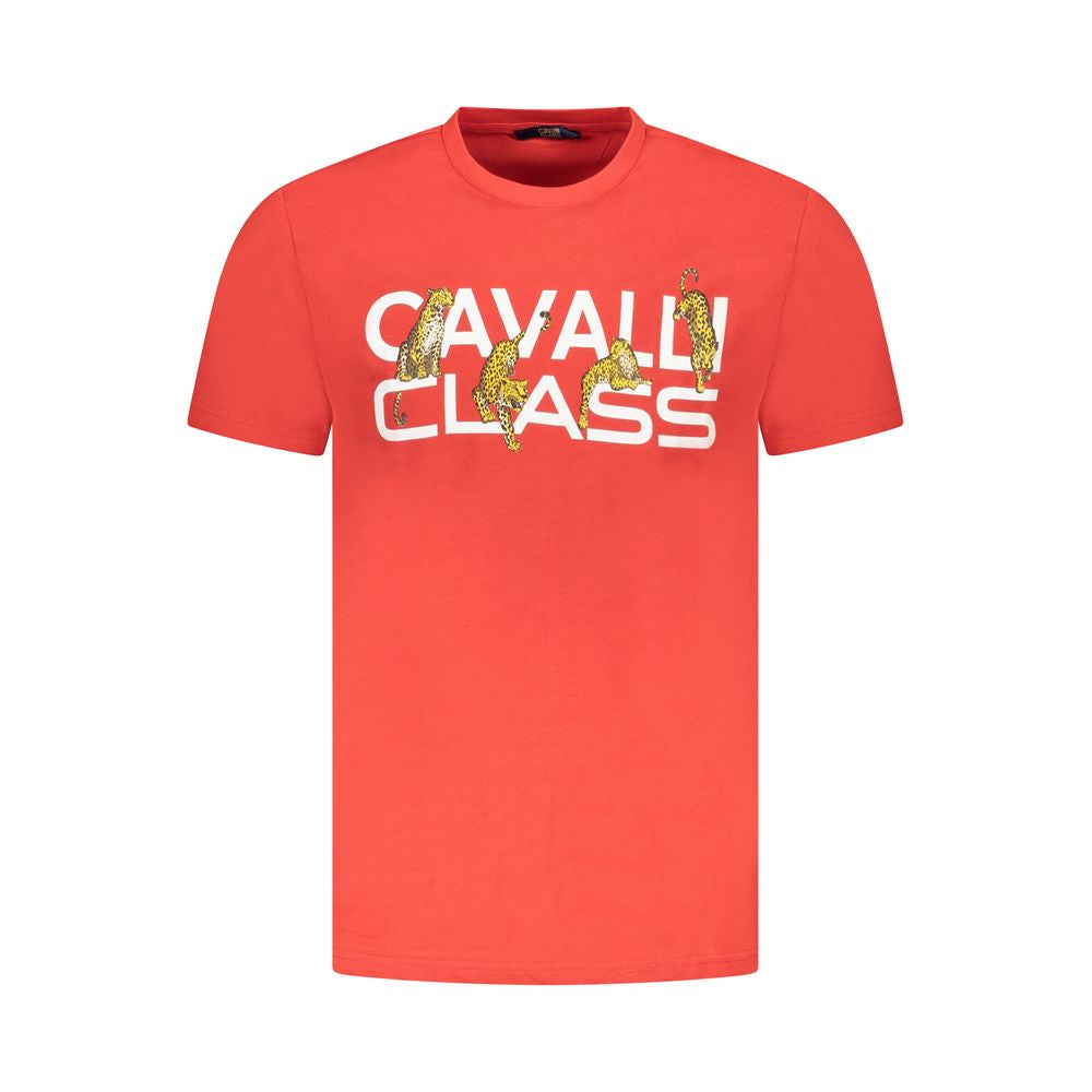 Cavalli Class Red Cotton Men T-Shirt - Luxe Nova
