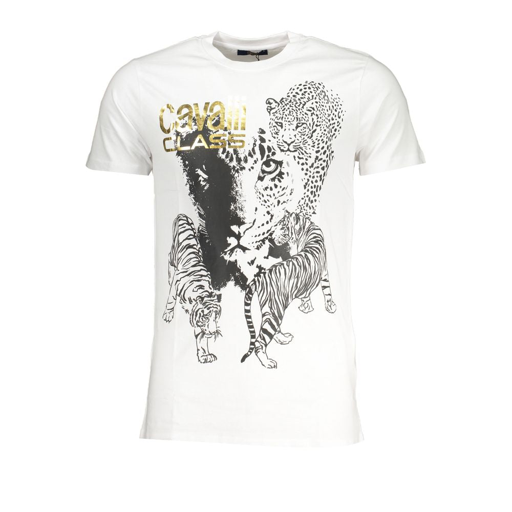Cavalli Class Bianco Cotton Men T-Shirt - Luxe Nova