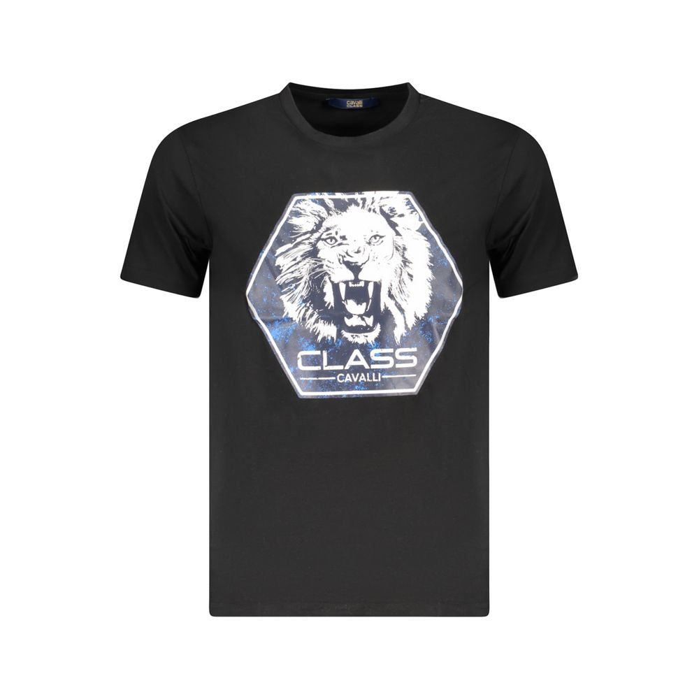 Cavalli Class Black Cotton Men T-Shirt - Luxe Nova