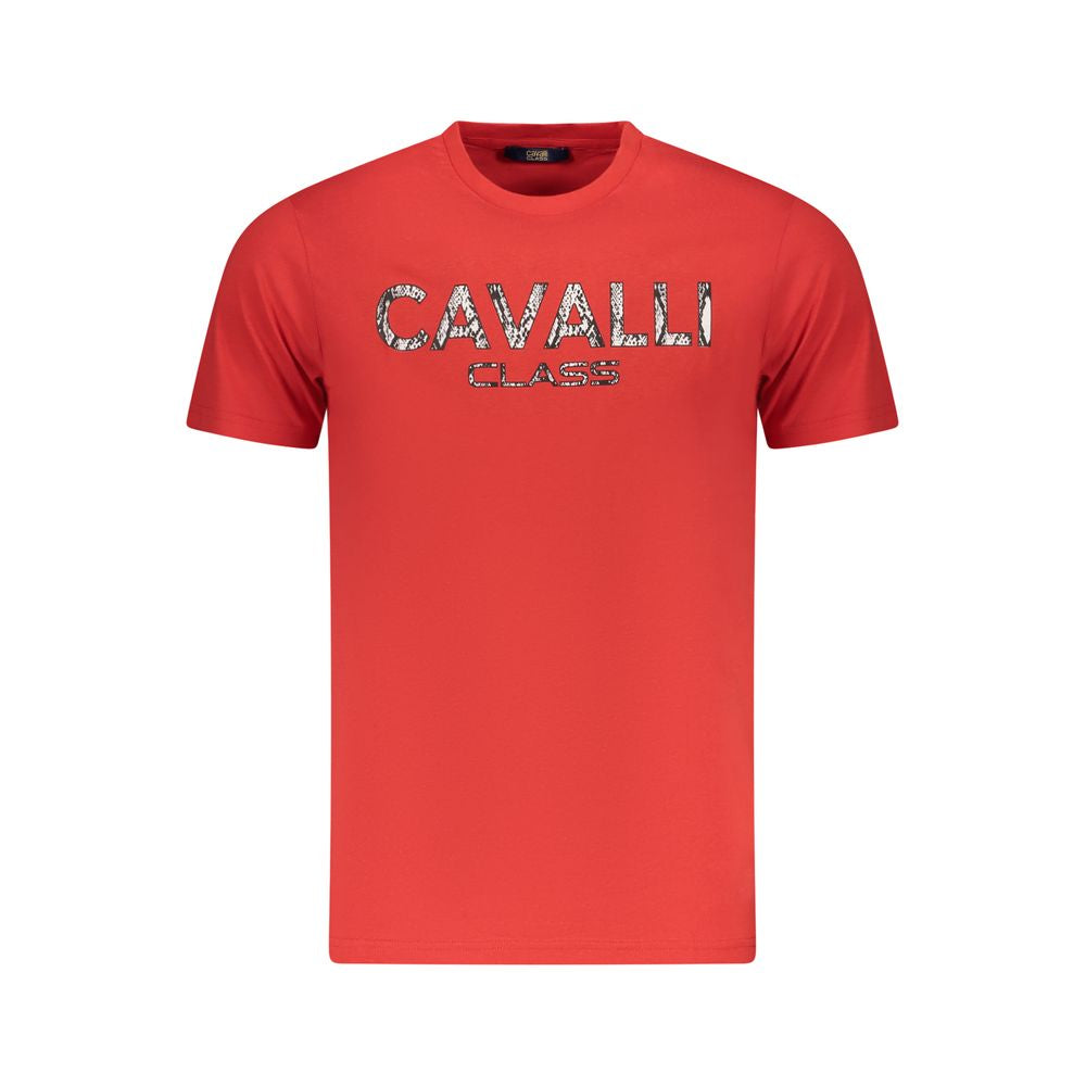 Cavalli Class Rosso Cotton Men T-Shirt - Luxe Nova
