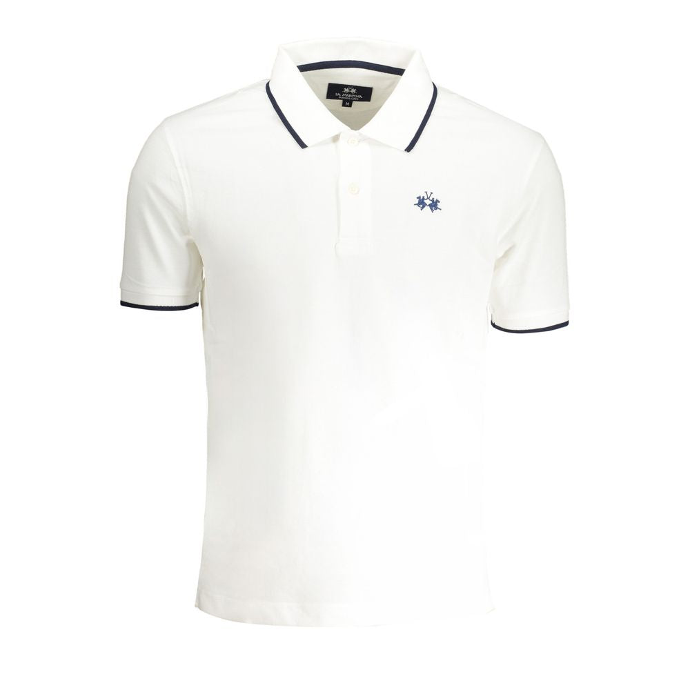 La Martina White Cotton Men's Polo Shirt - Luxe Nova