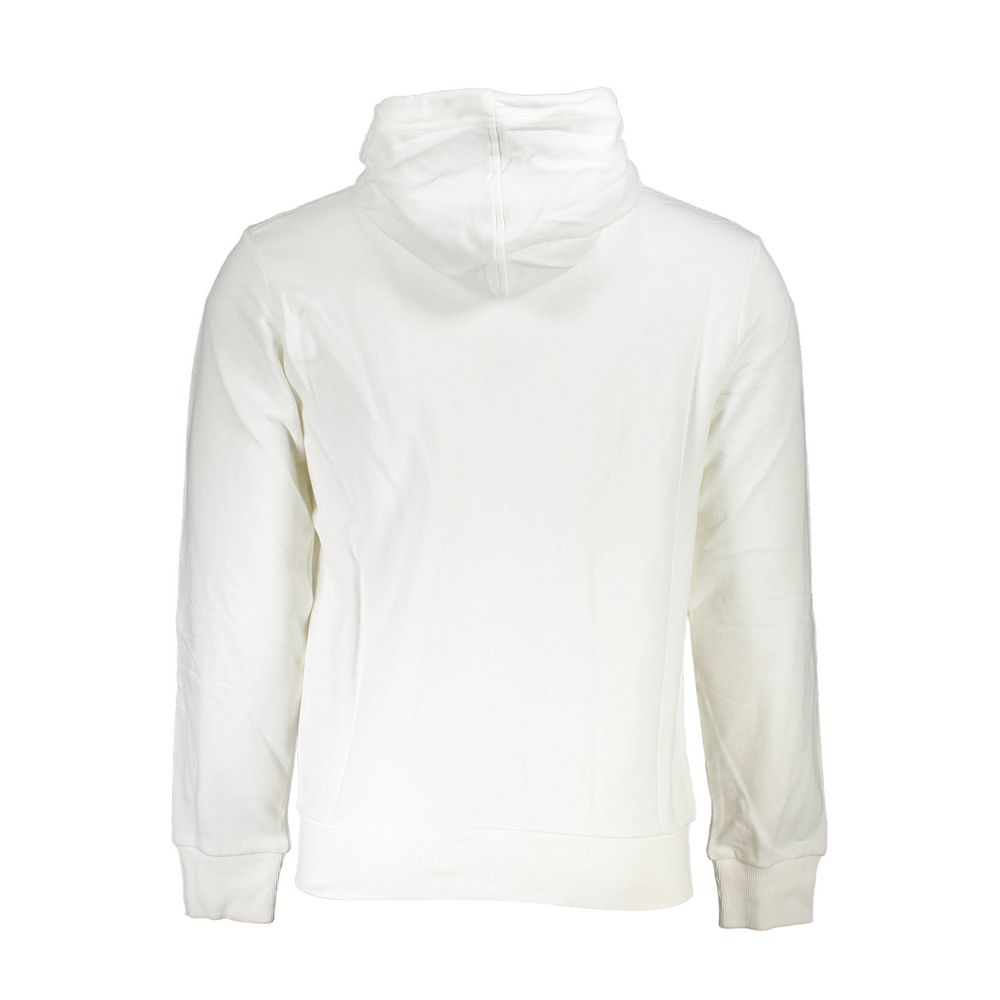 La Martina White Cotton Men Sweater with Hood and Zip Pockets - Luxe Nova