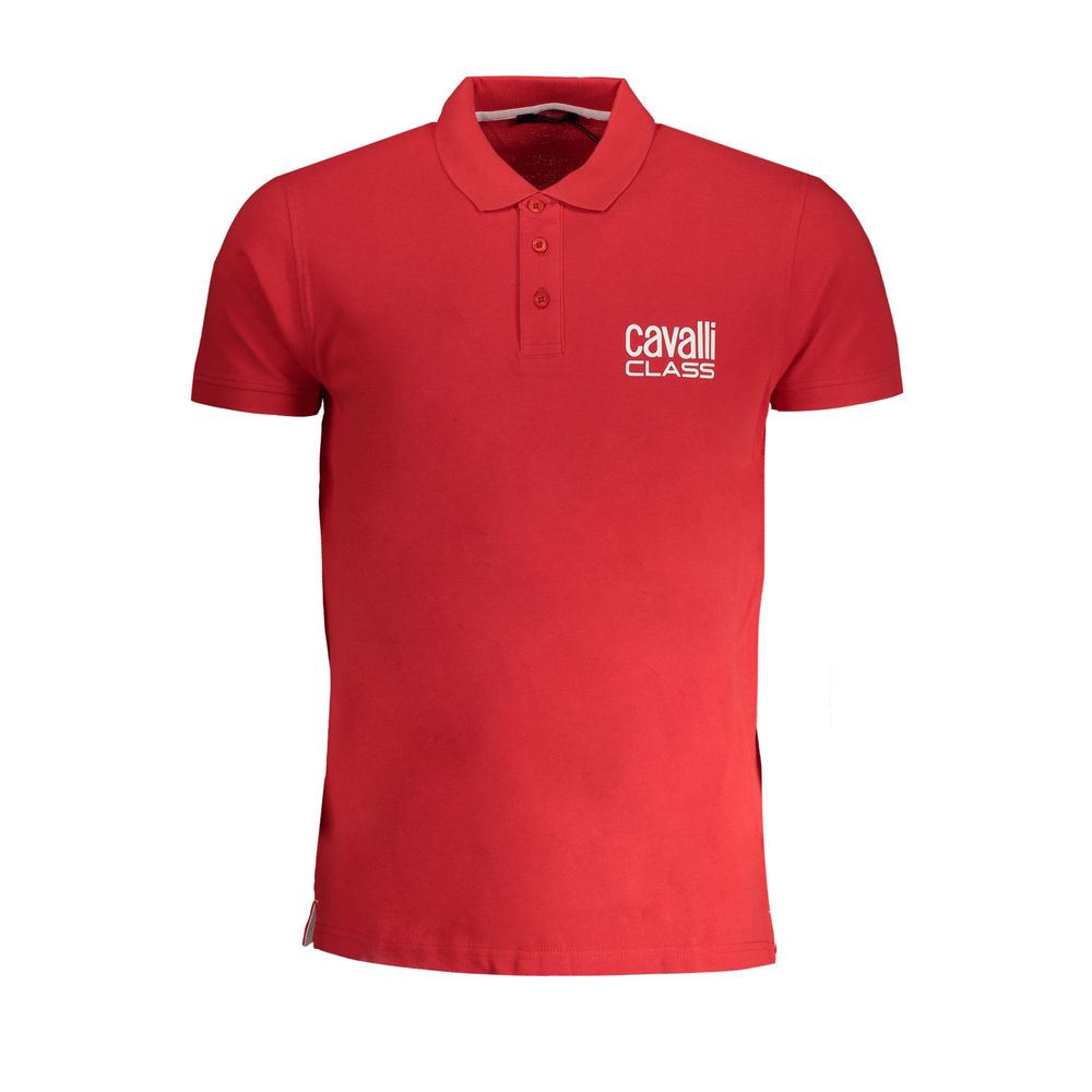 Cavalli Class Red Cotton Men Polo Shirt - Luxe Nova