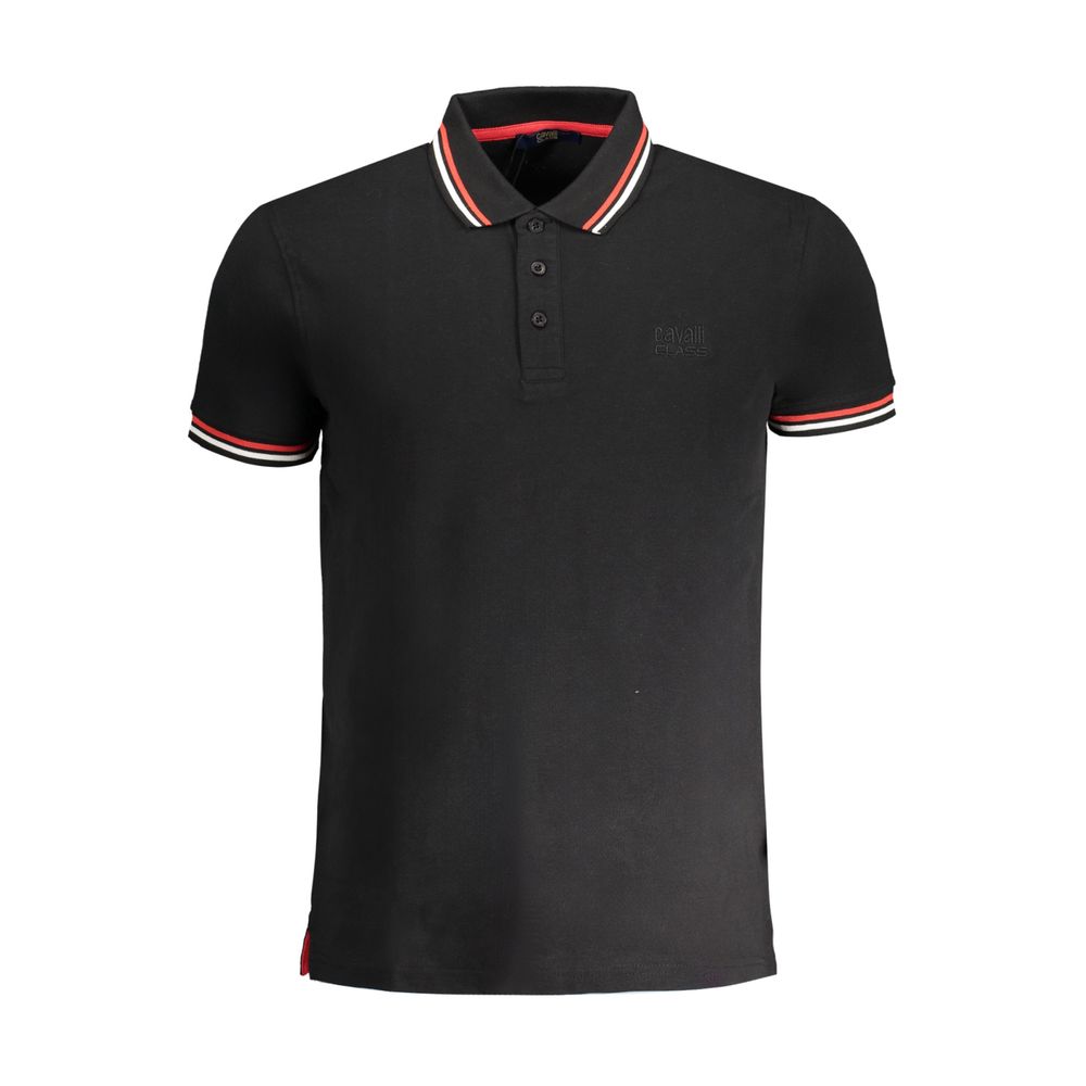 Cavalli Class Black Cotton Men Polo Shirt - Luxe Nova