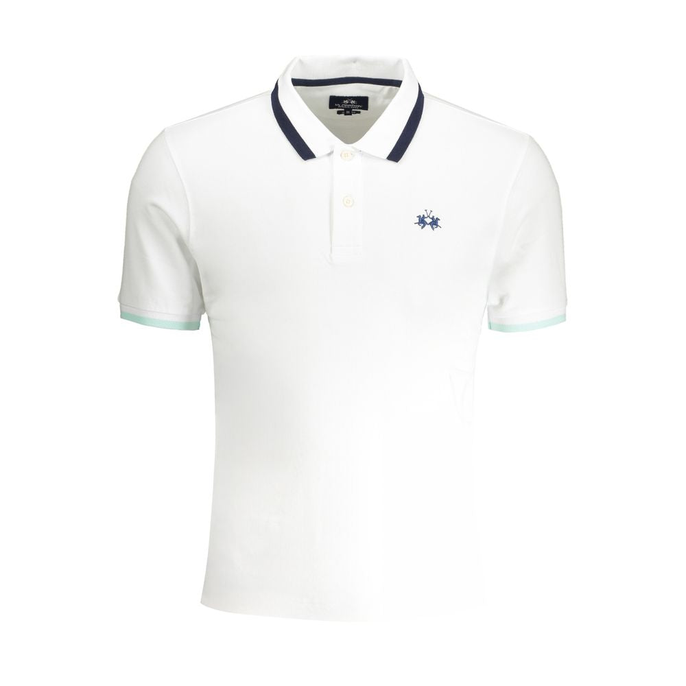 La Martina White Cotton Men's Polo Shirt - Luxe Nova