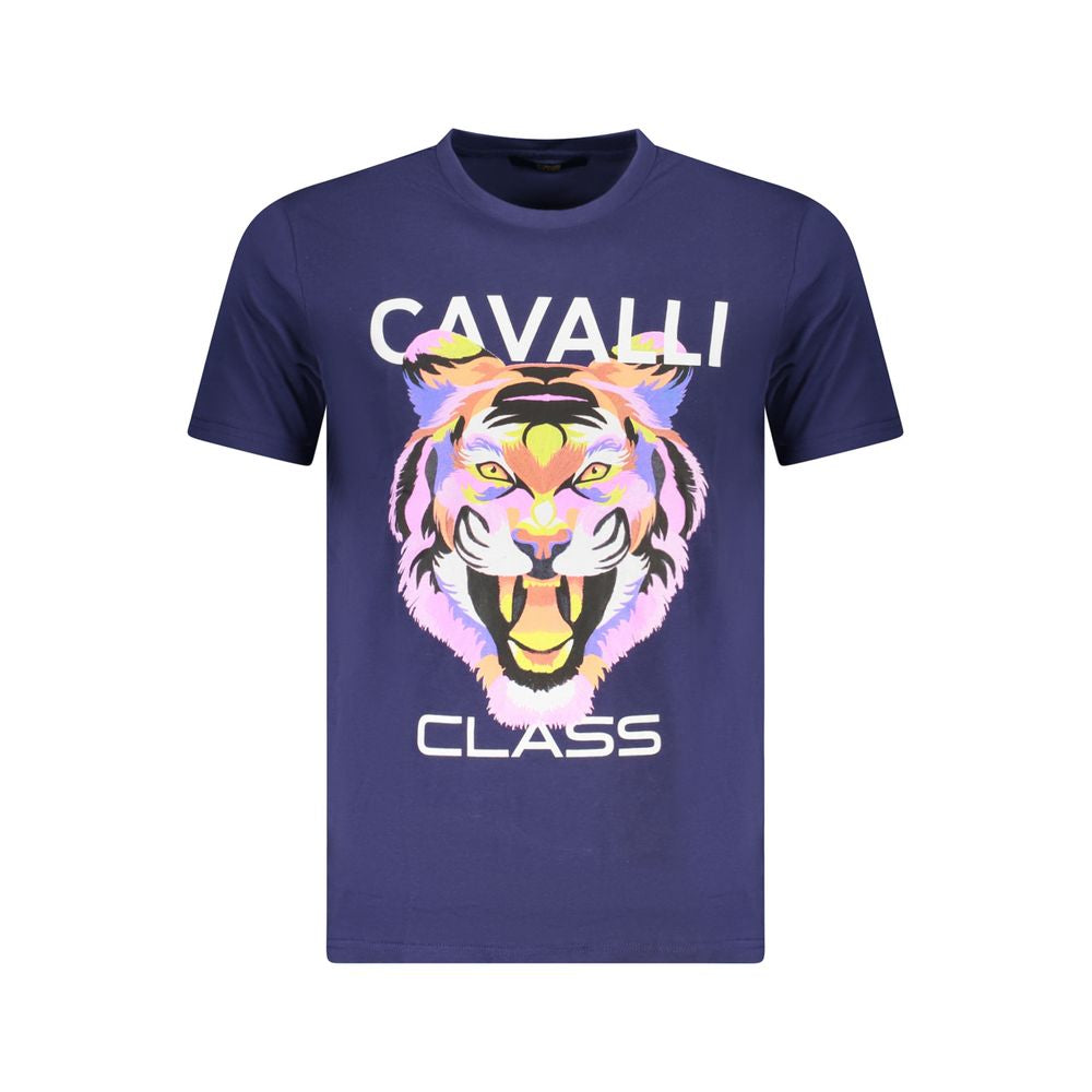 Cavalli Class Blu Cotton Men T-Shirt - Luxe Nova