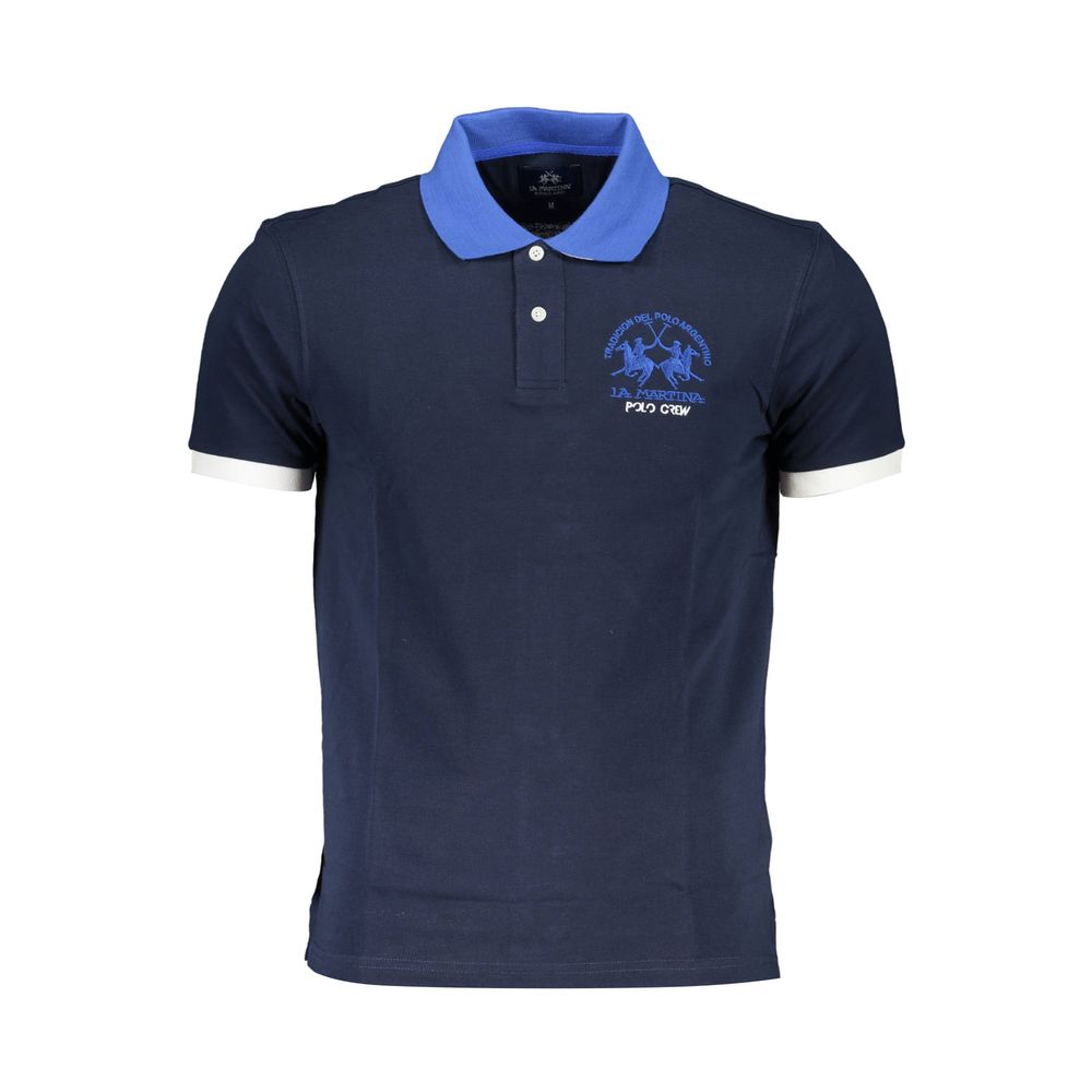 La Martina Blue Cotton Men's Polo Shirt - Luxe Nova