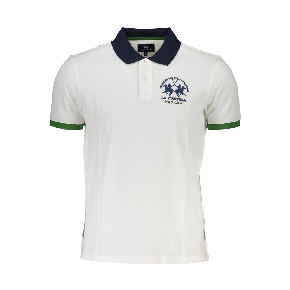 La Martina Bianco Cotton Men Polo - Luxe Nova