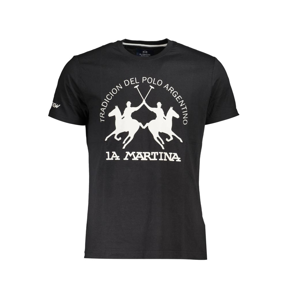 La Martina Black Cotton Men's T-Shirt - Luxe Nova